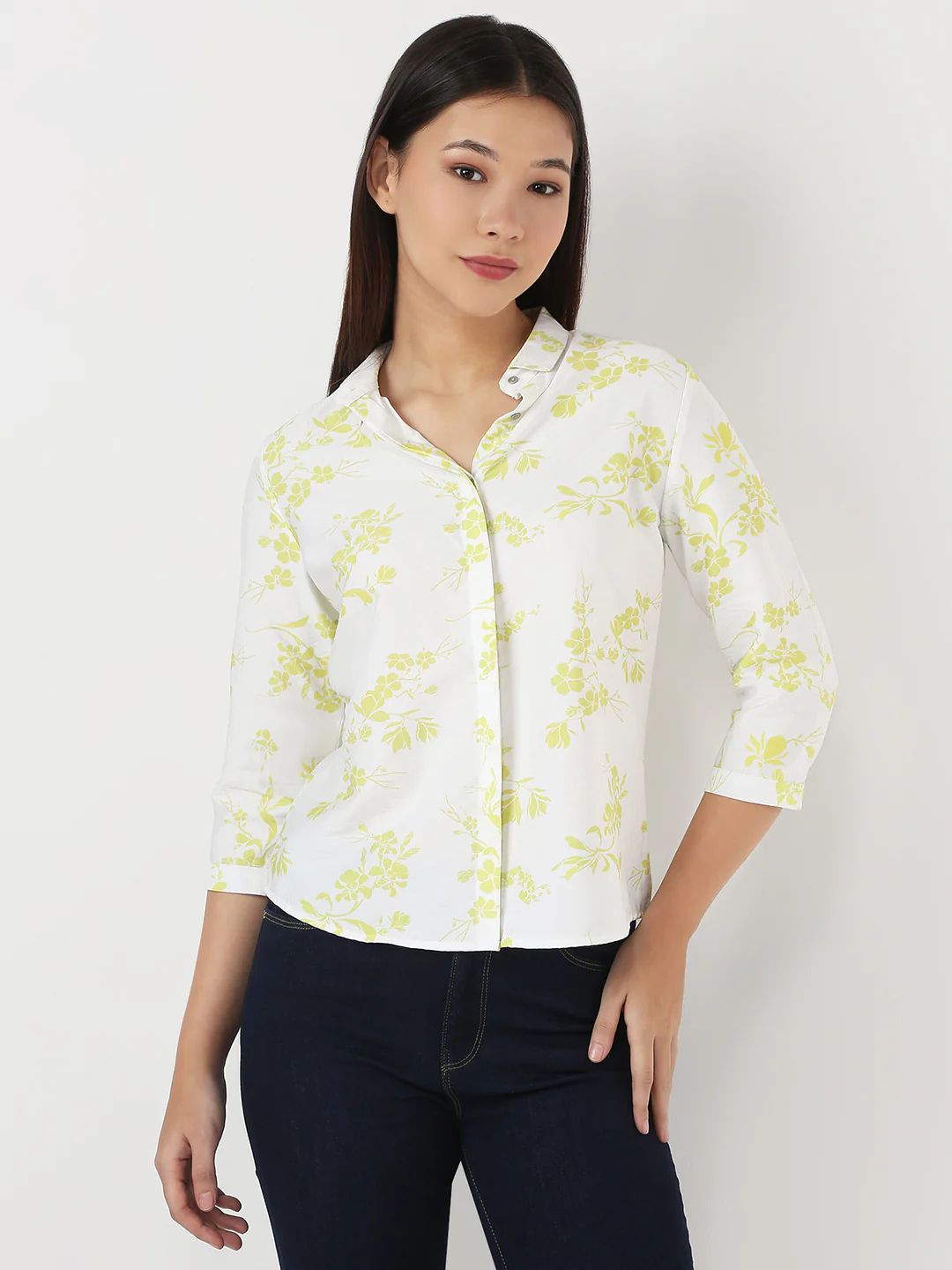 Women Lime/White Printed Shirt - Image 2