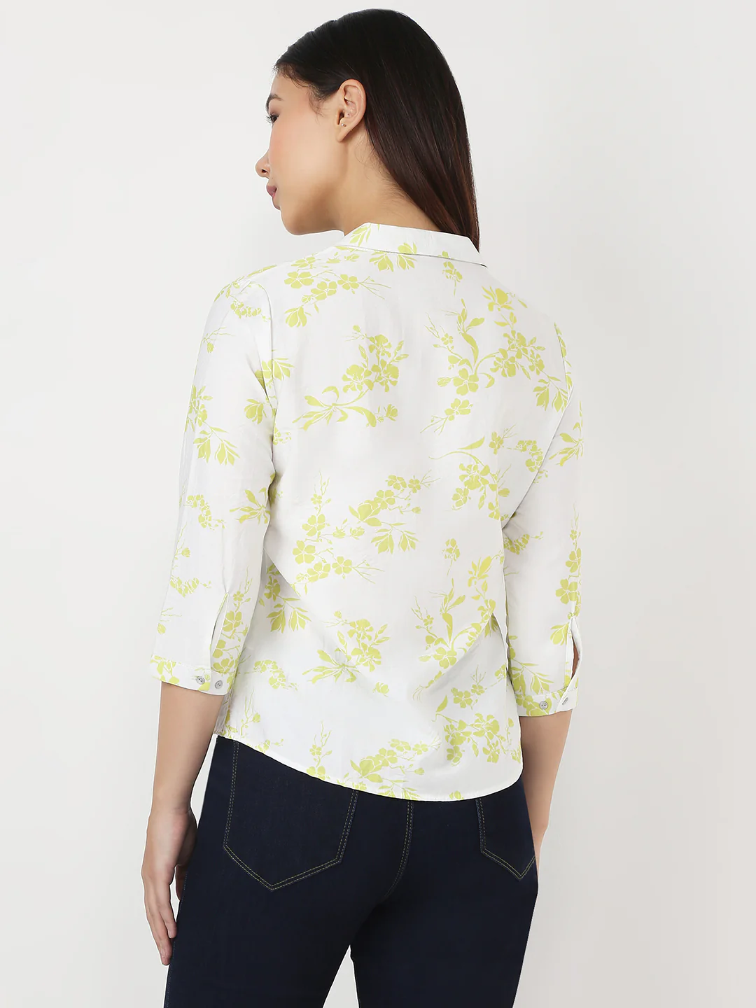 Women Lime/White Printed Shirt - Image 3