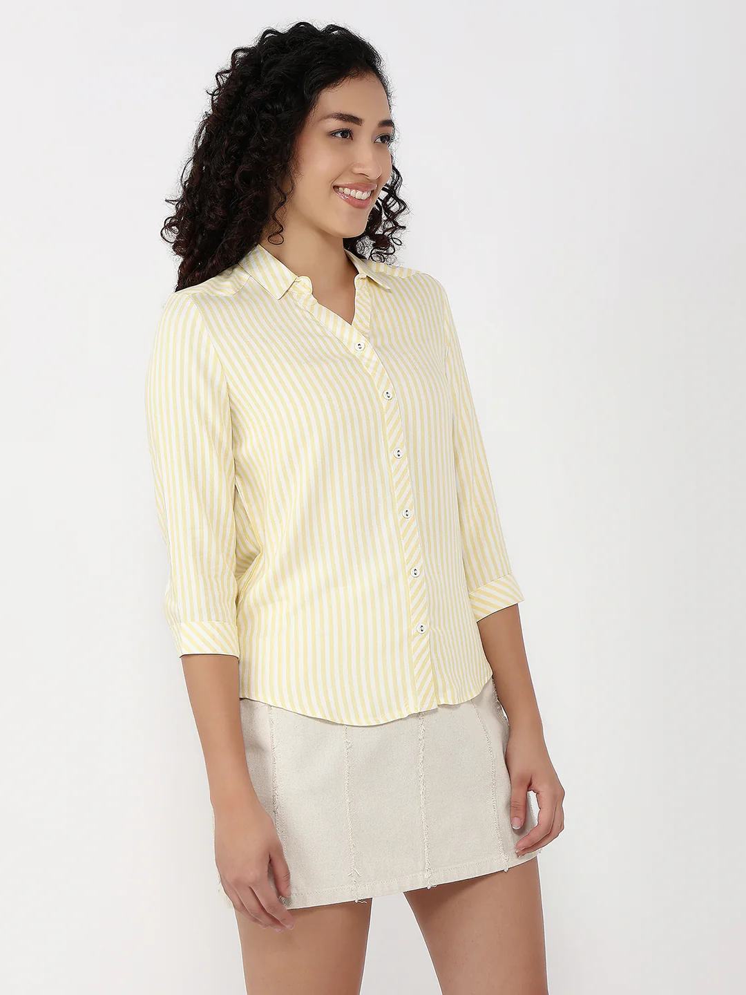 Women Lime/White Stripe Shirt - Image 4