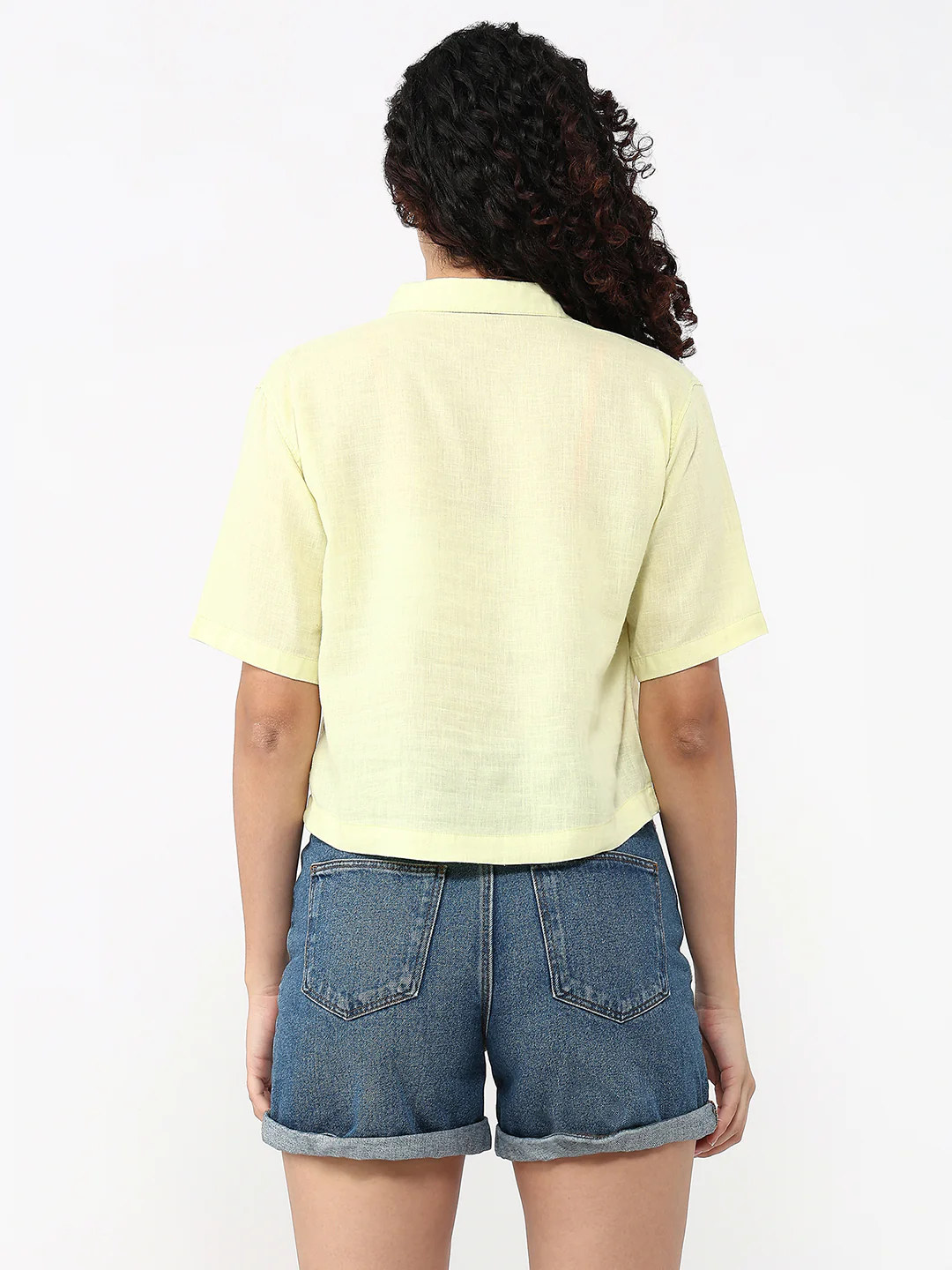 Women Luminary Green Crop Shirt - Image 3