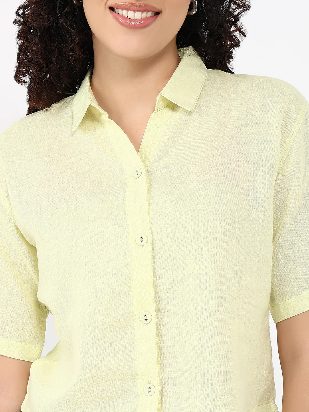 Women Luminary Green Crop Shirt - Image 5