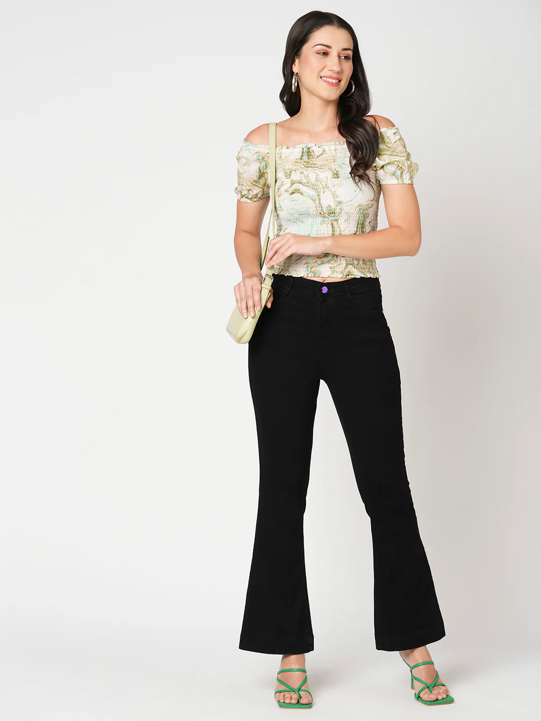 Women Marble Print Crop Top
