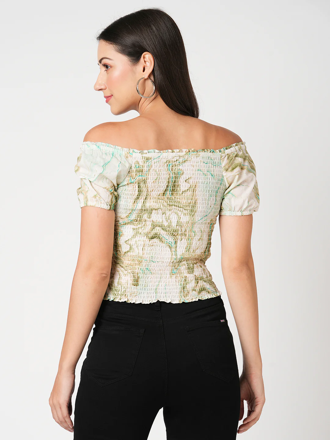 Women Marble Print Crop Top - Image 3