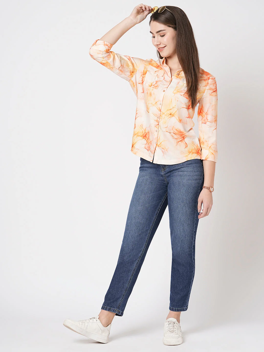 Women Marble Print Shirt - Image 2