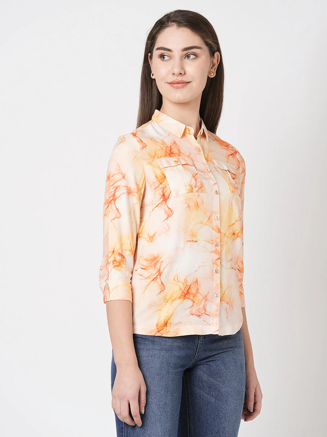 Women Marble Print Shirt - Image 5