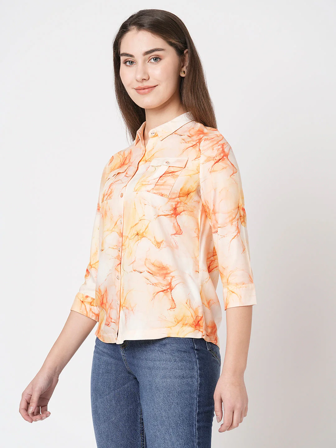 Women Marble Print Shirt - Image 6