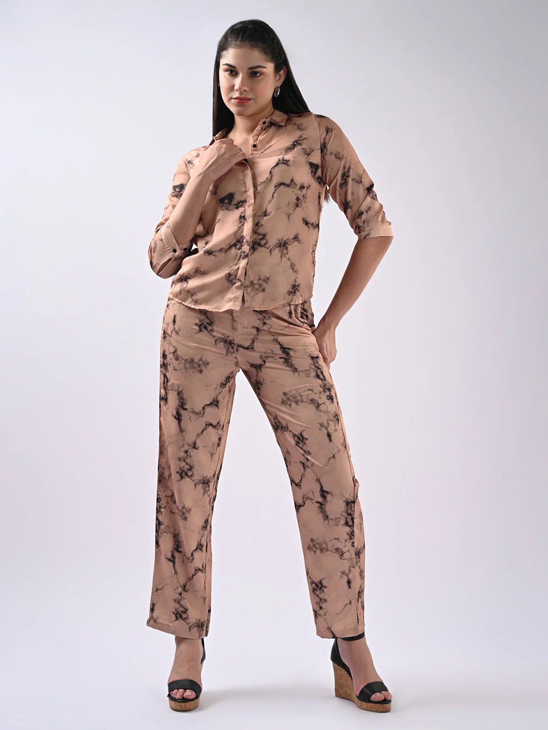 Women Marble Print Shirt - Image 2