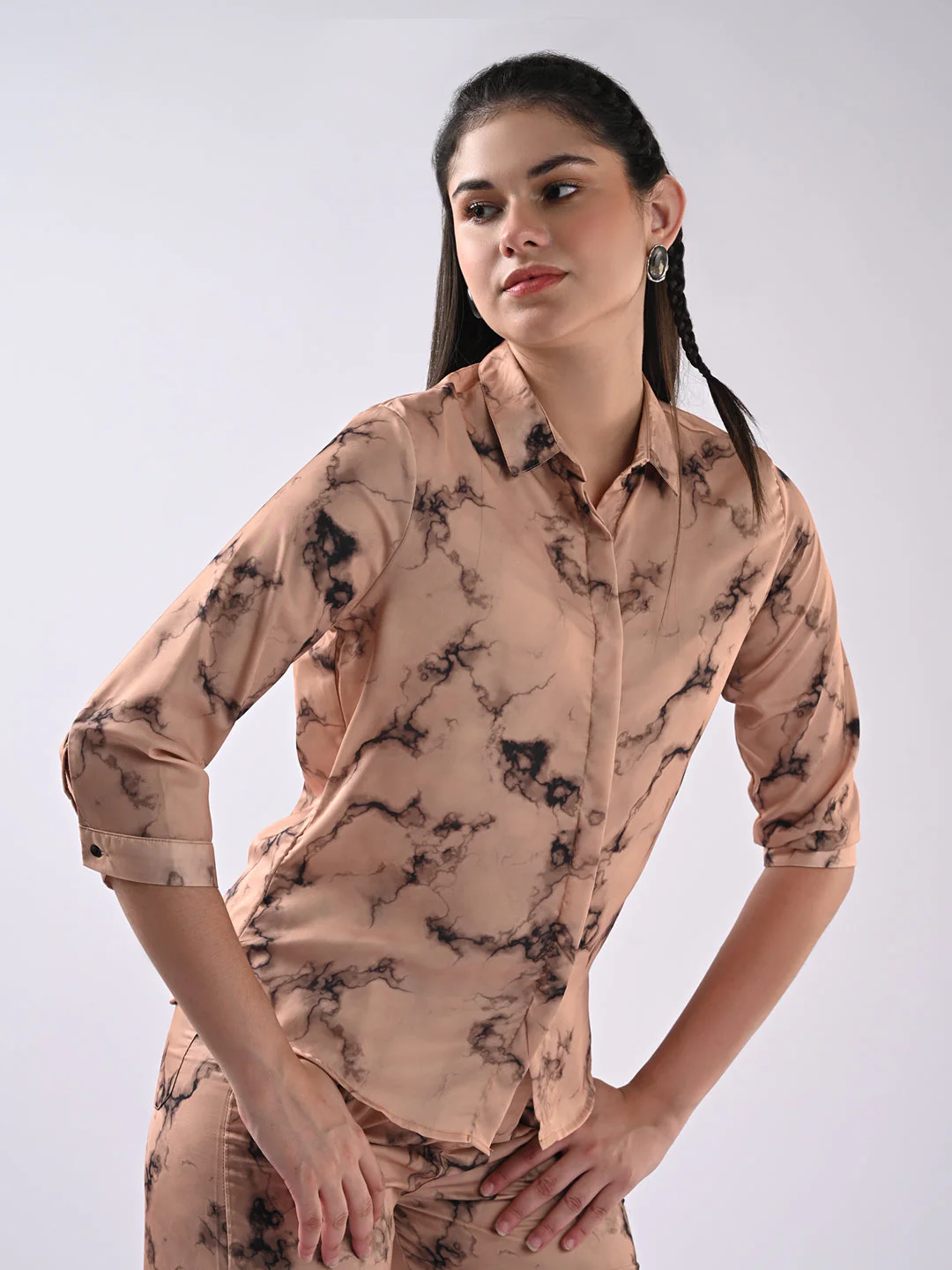 Women Marble Print Shirt - Image 4