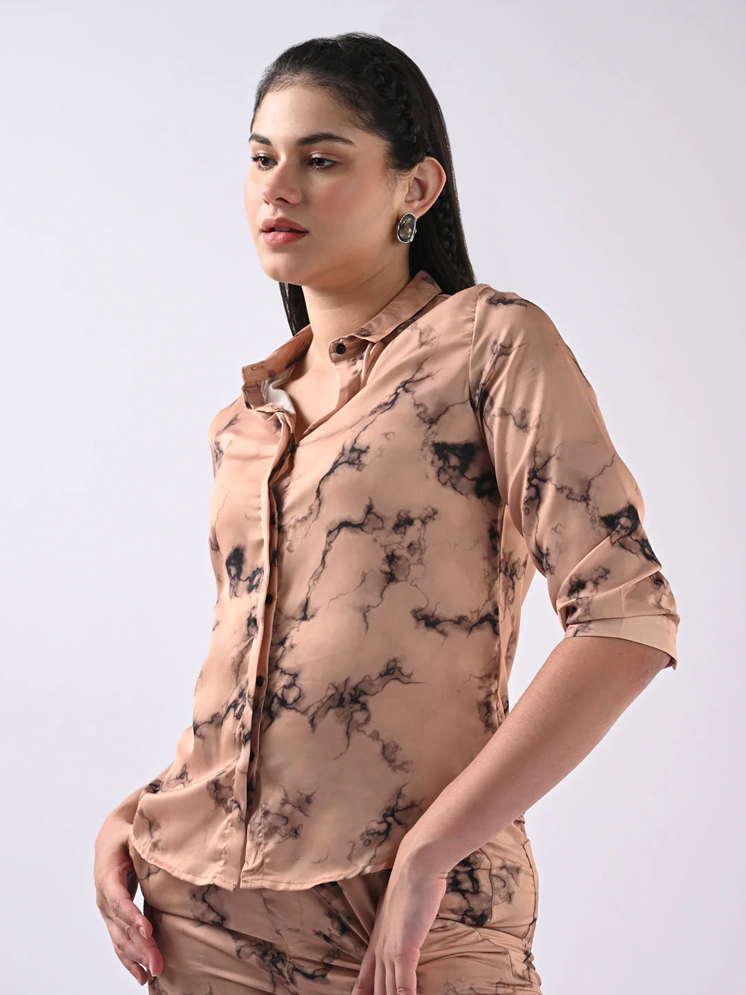 Women Marble Print Shirt - Image 5