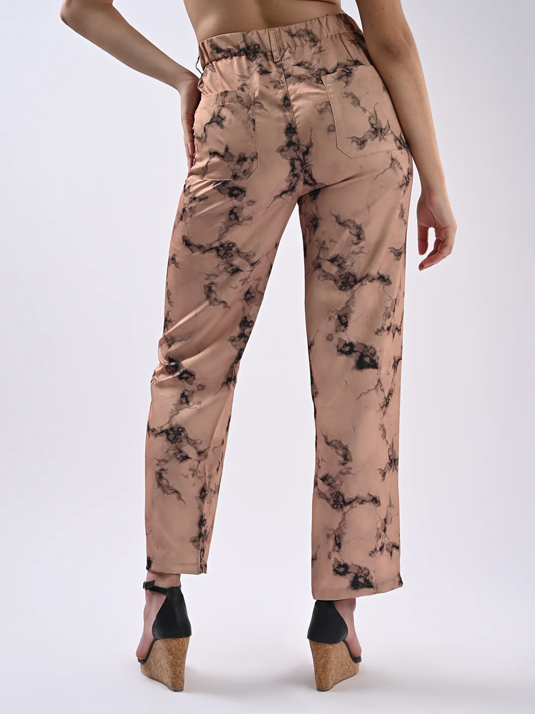 Women Marble Print Straight Fit Korean Pants - Image 3