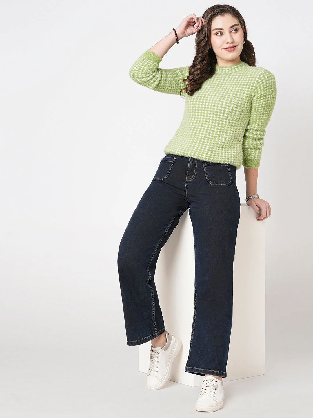 Women Marine Wide Leg Jeans