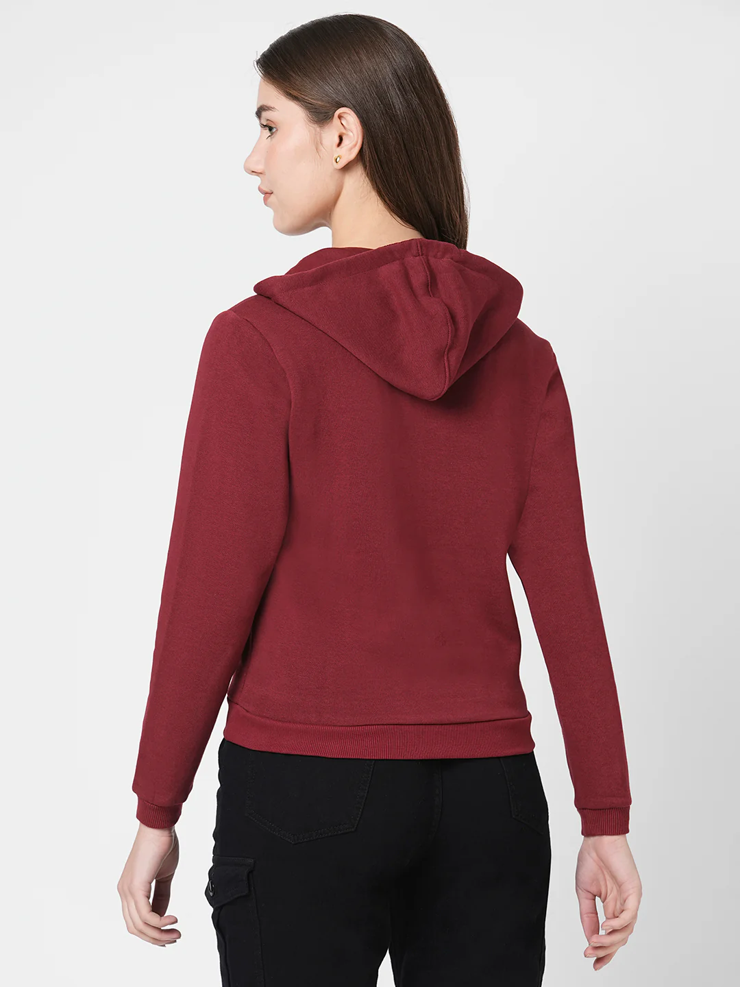 Women Maroon Hood T-Shirt - Image 3
