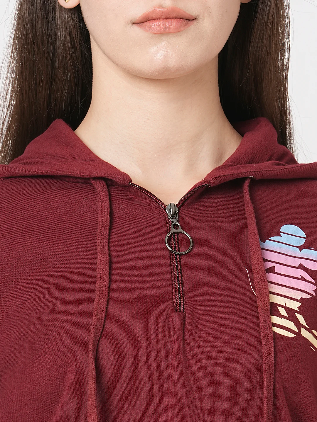 Women Maroon Hood T-Shirt - Image 4