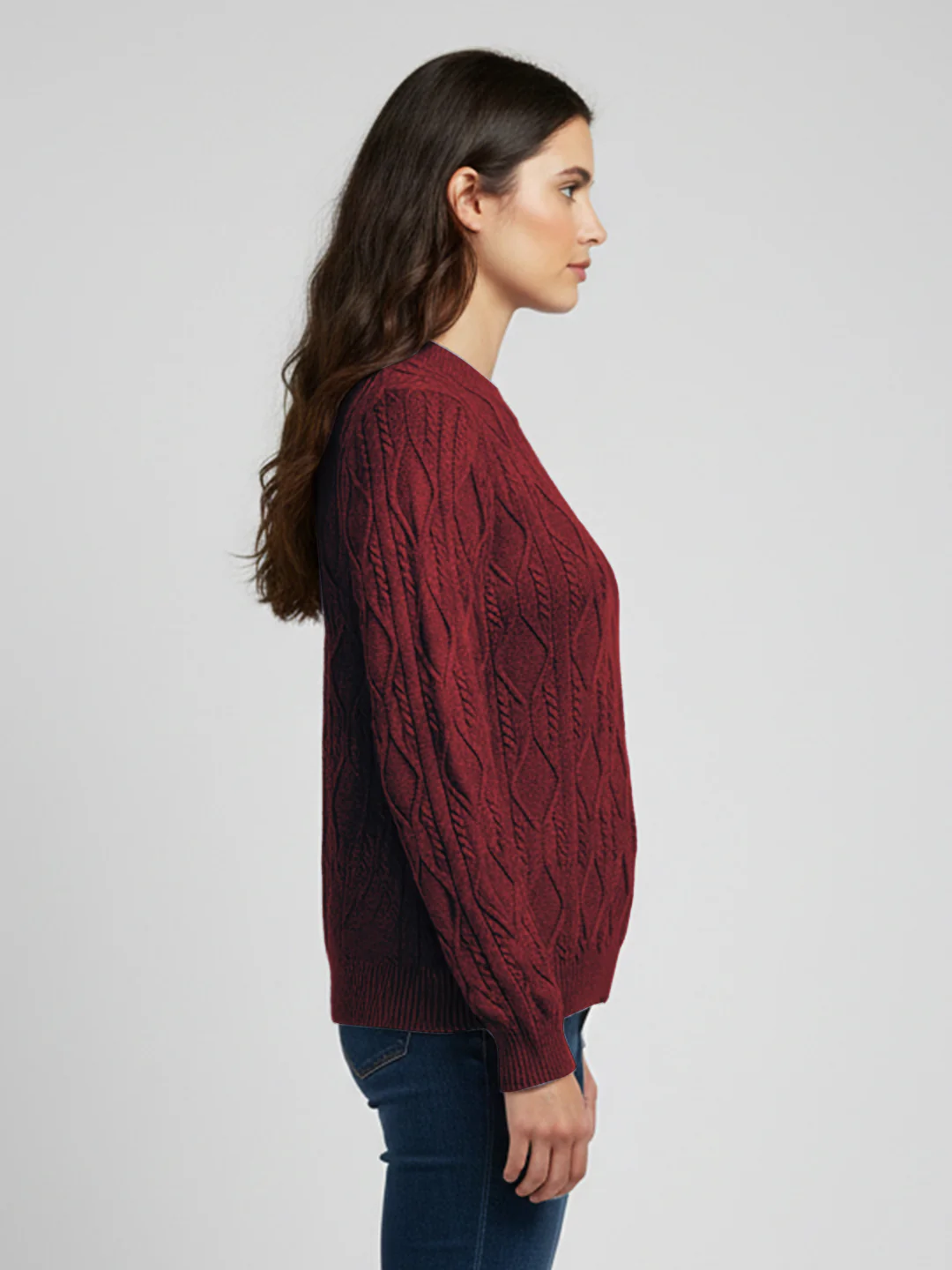 Women Maroon Slim Fit Sweater - Image 4