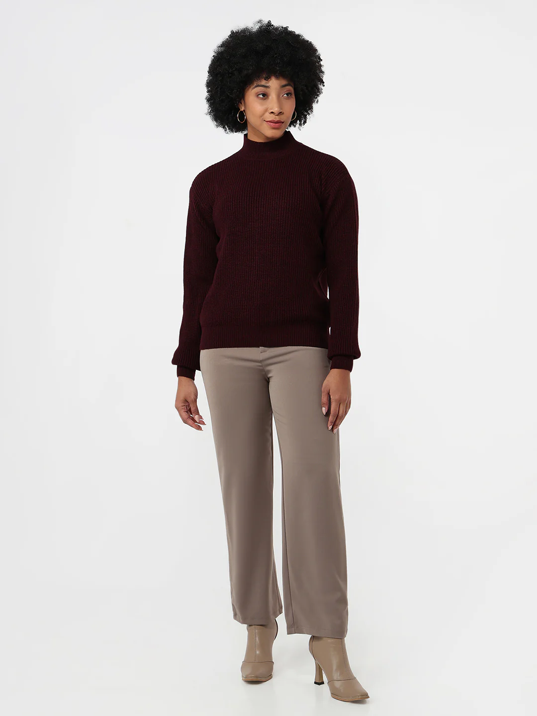 Women Maroon Slim Fit Sweater - Image 4