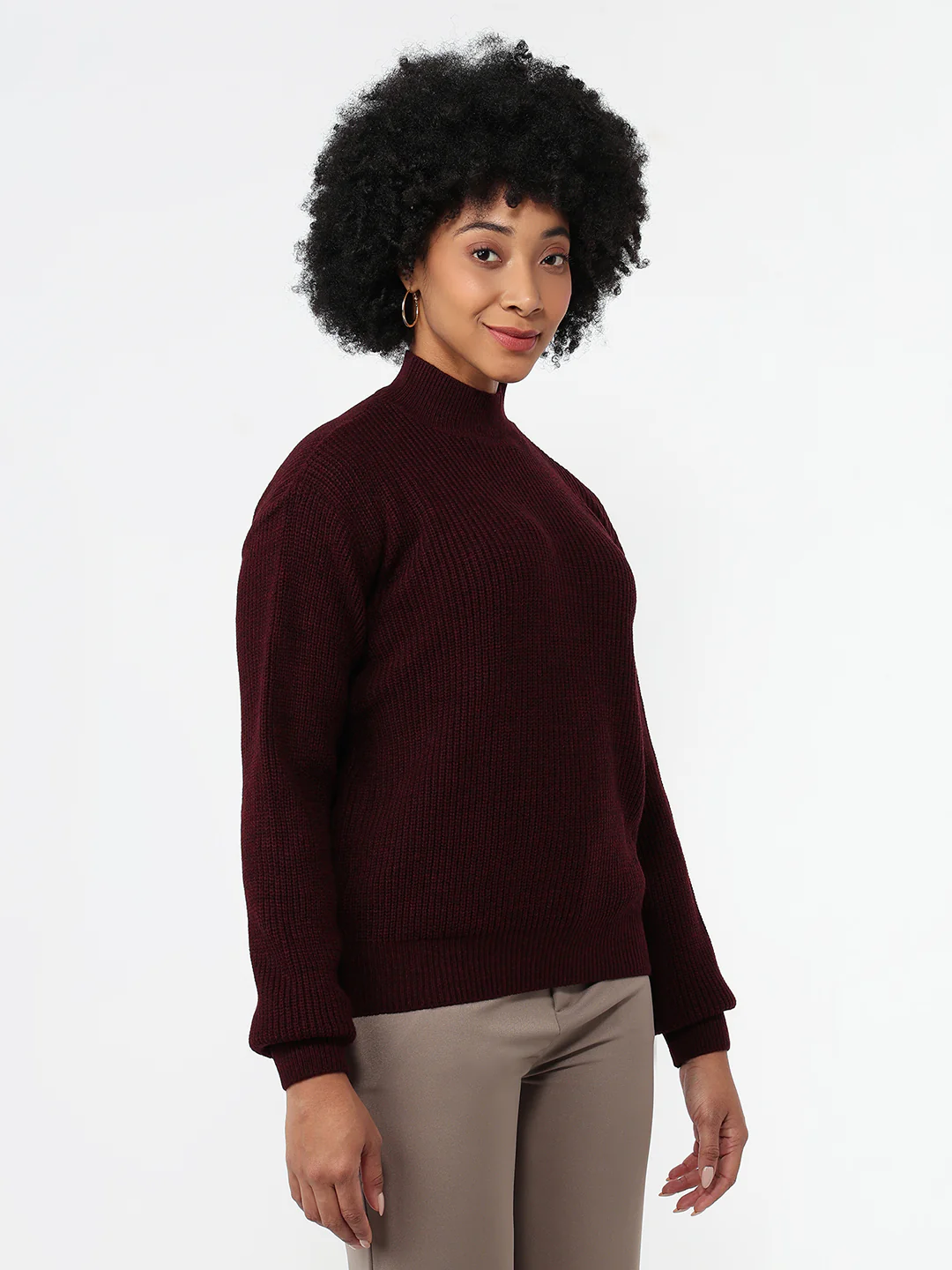 Women Maroon Slim Fit Sweater - Image 5
