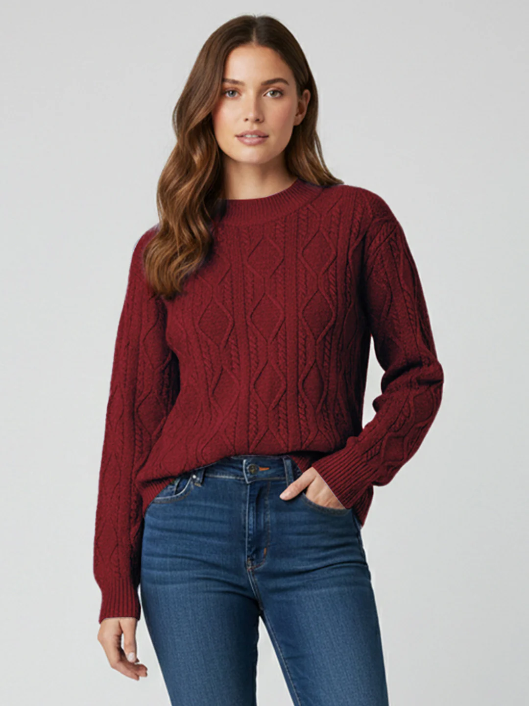 Women Maroon Slim Fit Sweater - Image 2