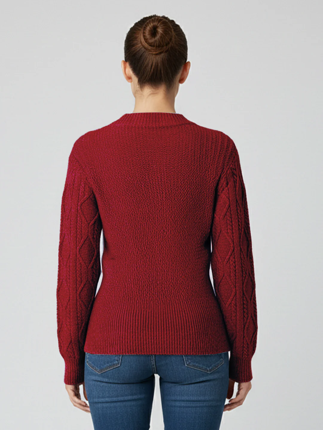 Women Maroon Slim Fit Sweater - Image 3