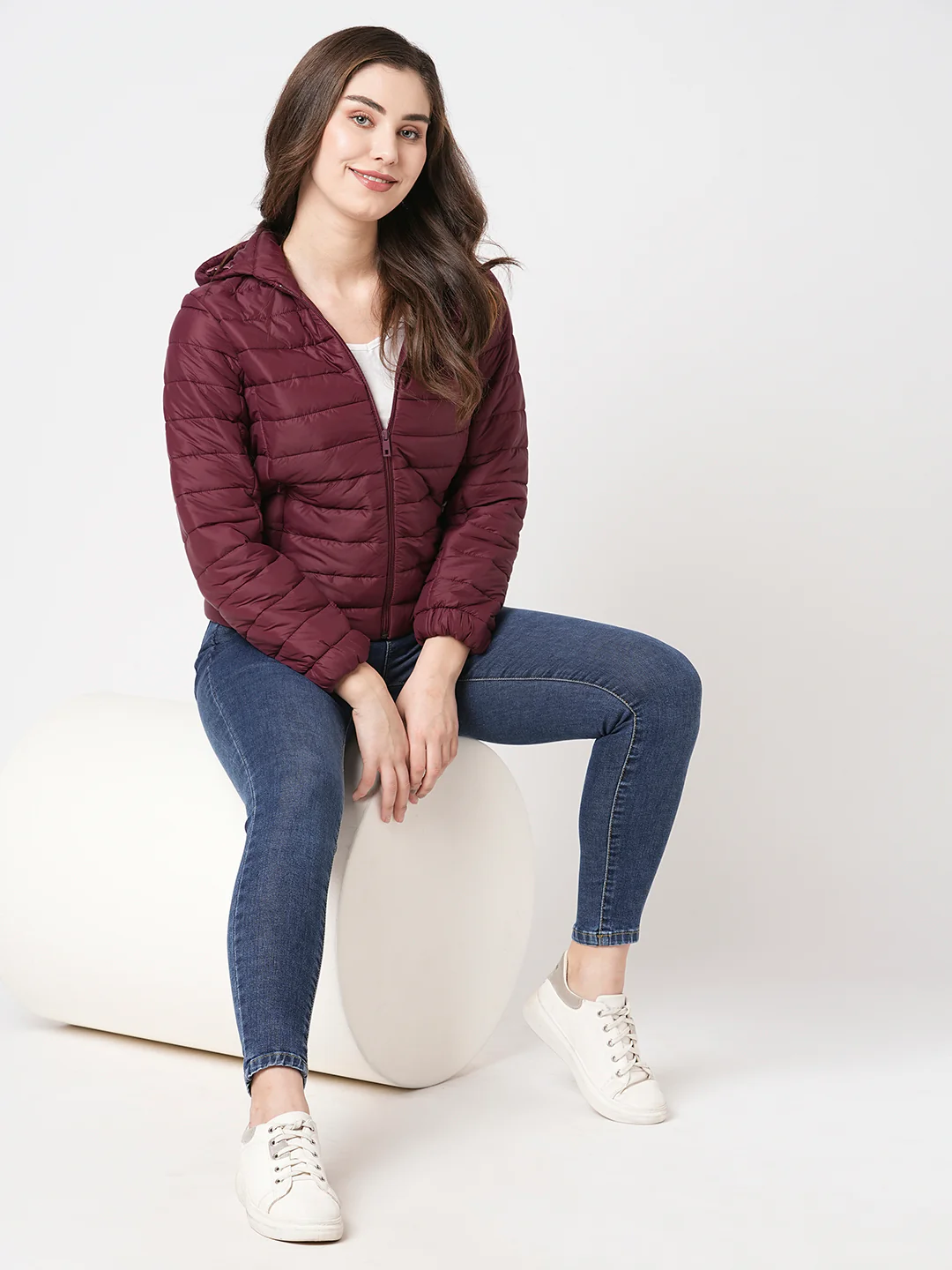 Women Maroon Winter Jacket