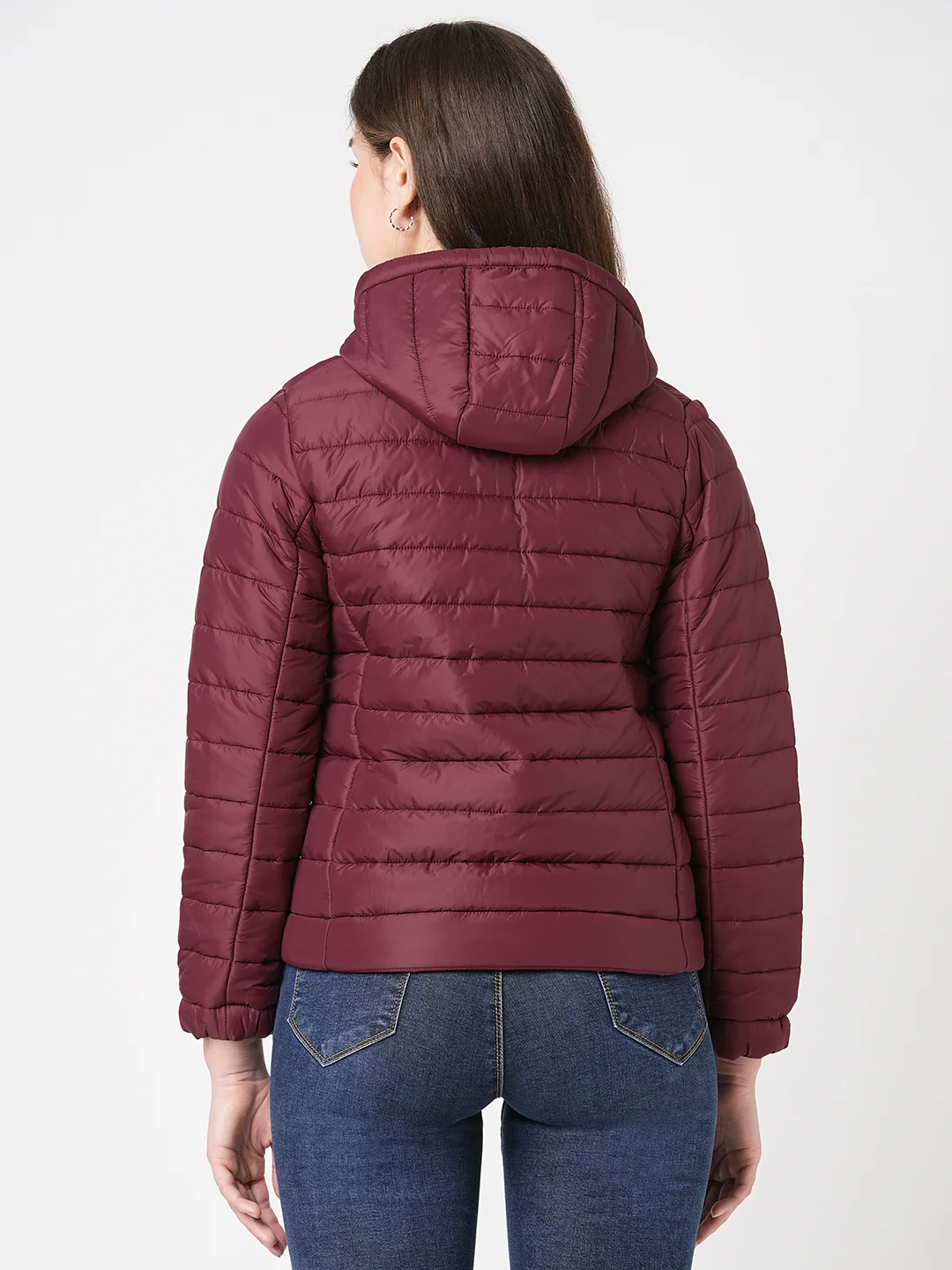 Women Maroon Winter Jacket - Image 3