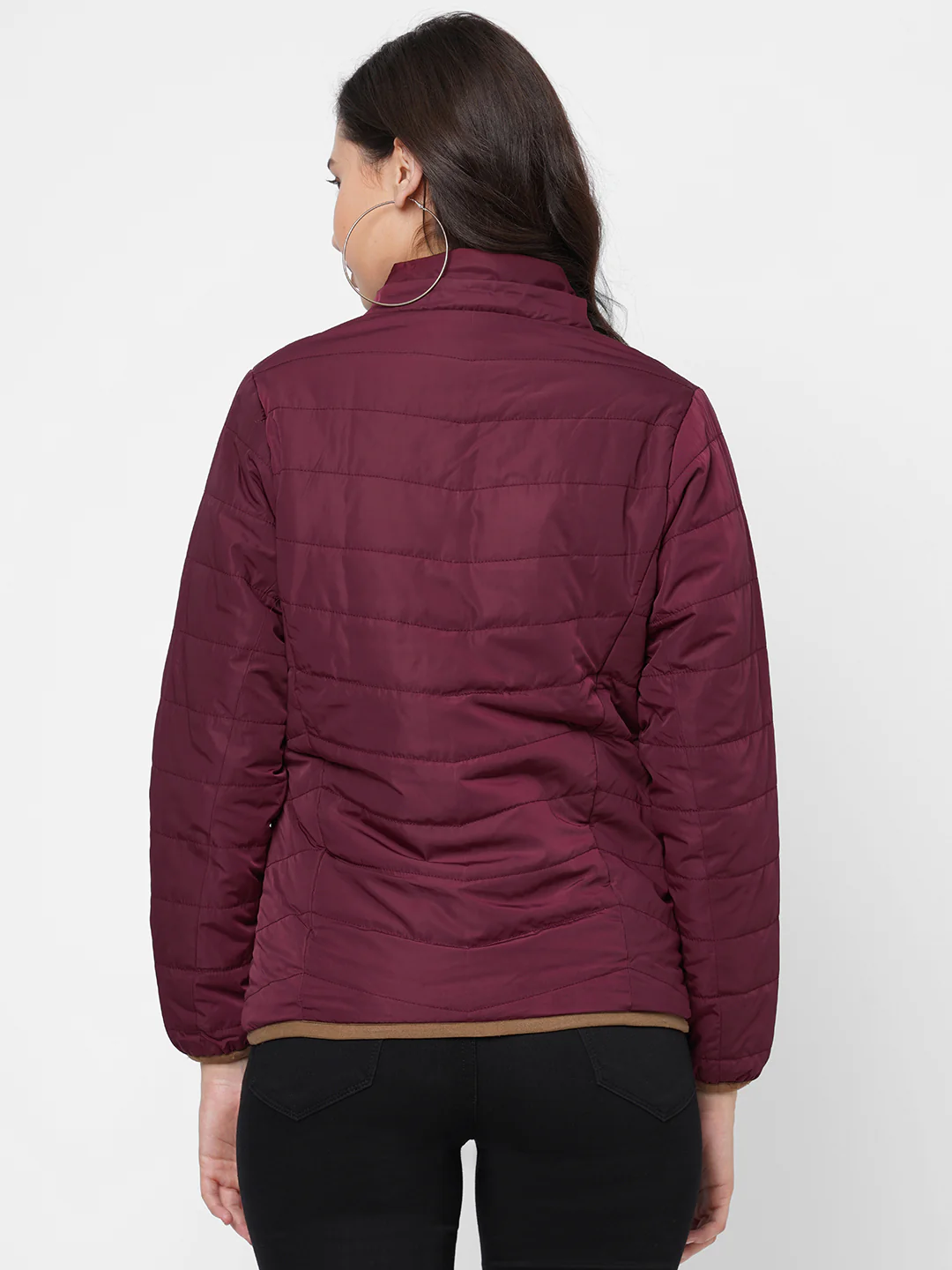 Women Maroon Winter Jacket - Image 3