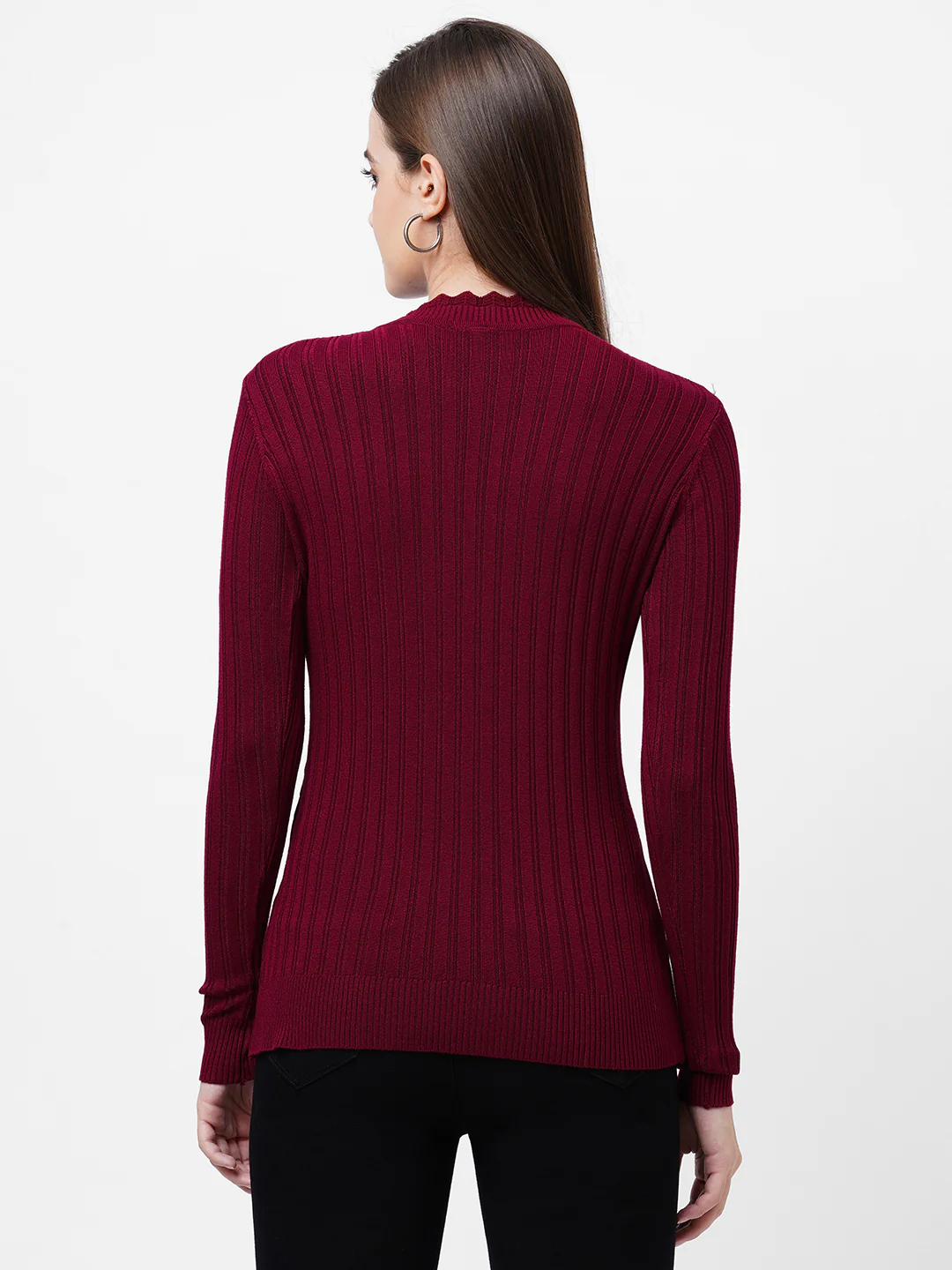 Women Maroon Winter Sweater - Image 3
