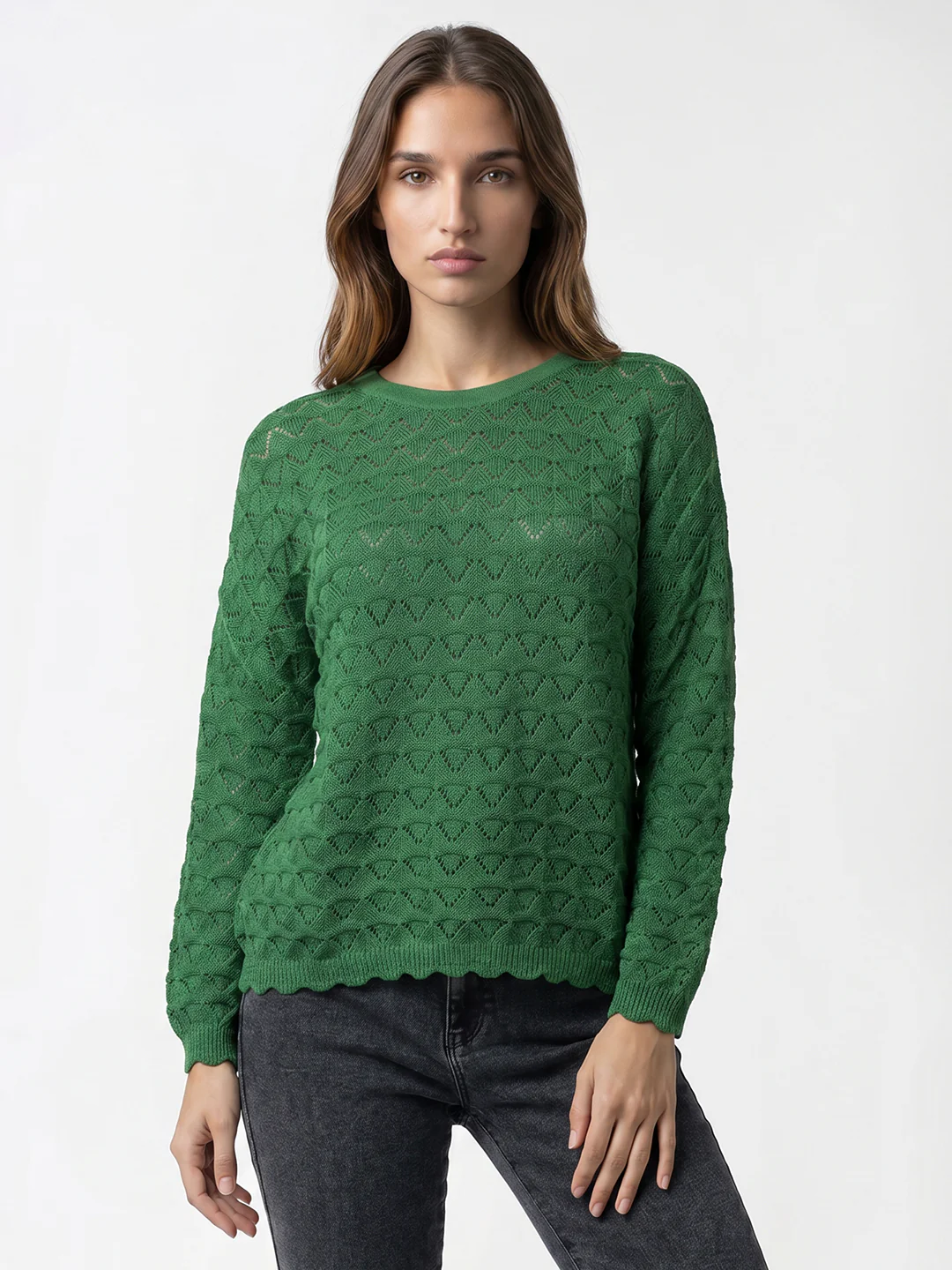 Women Matcha Green Ponitelle Top - Image 2