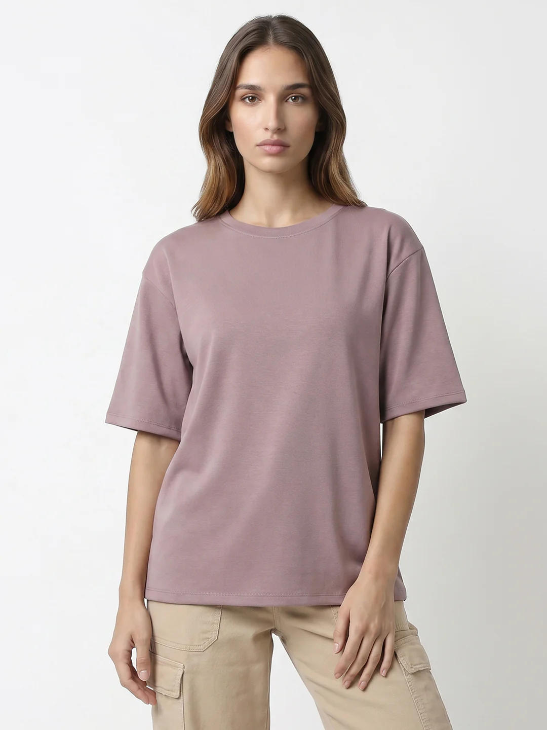 Women Mauve Oversize T-Shirt - Image 2