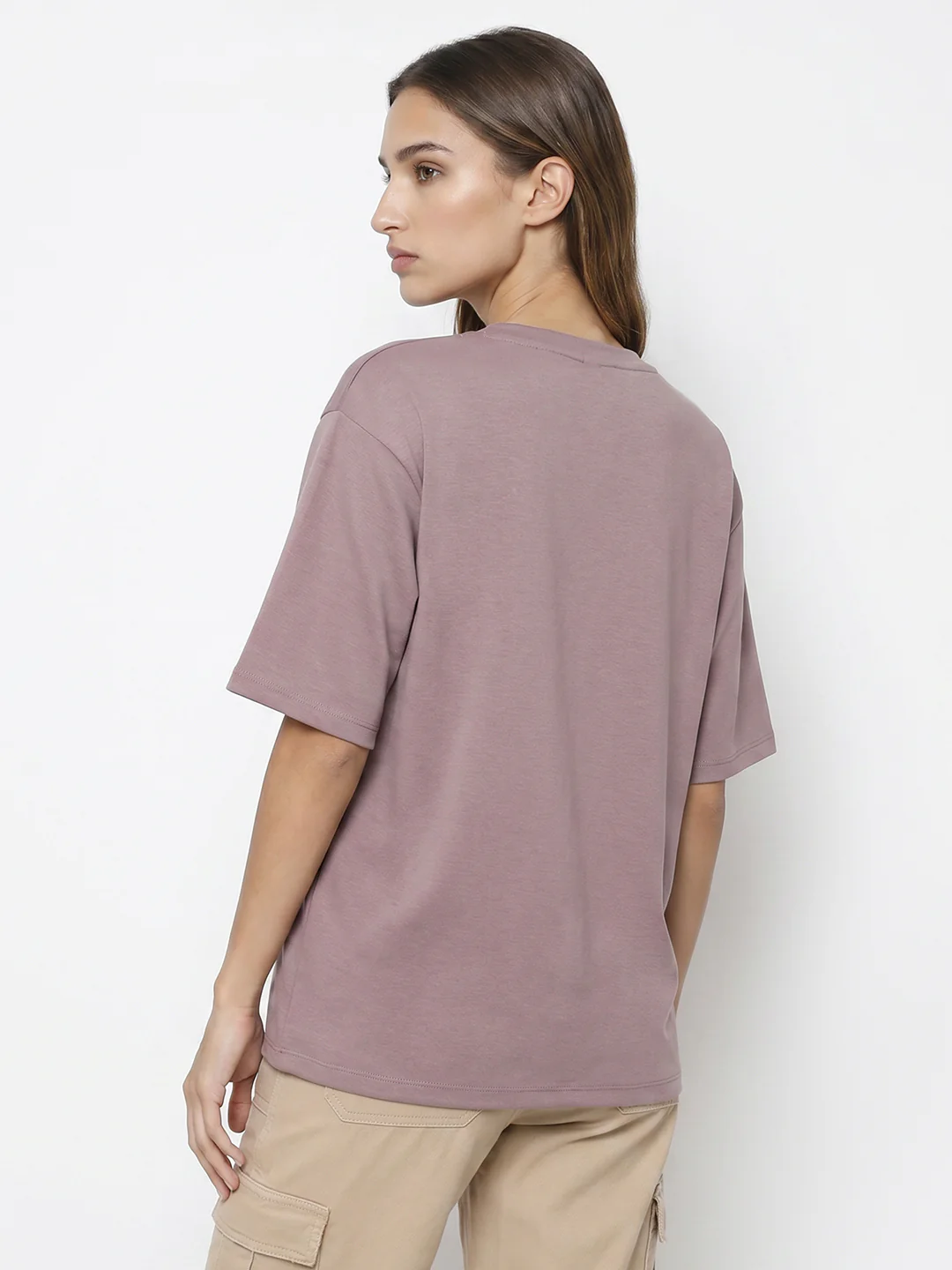 Women Mauve Oversize T-Shirt - Image 3