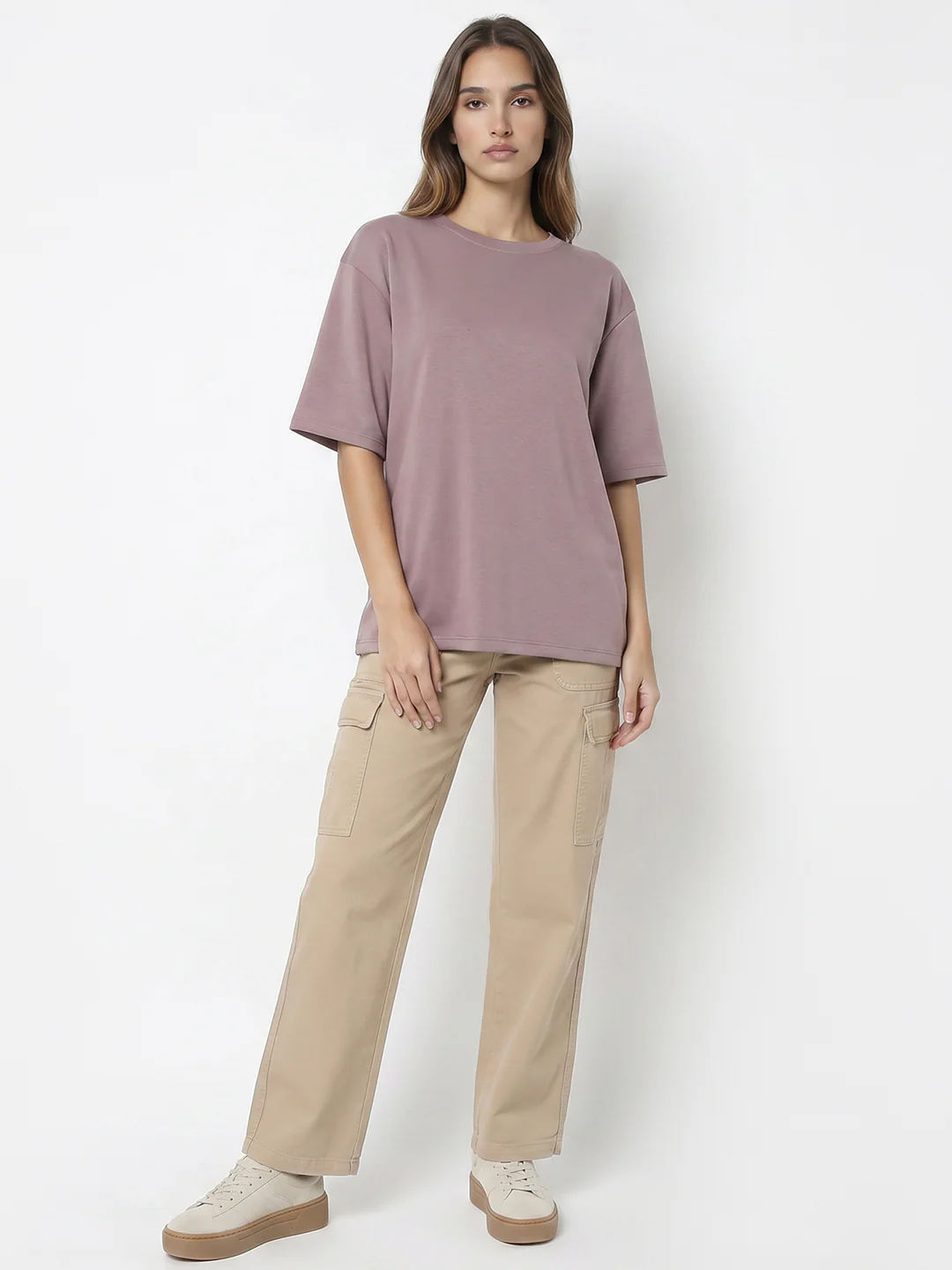 Women Mauve Oversize T-Shirt - Image 4