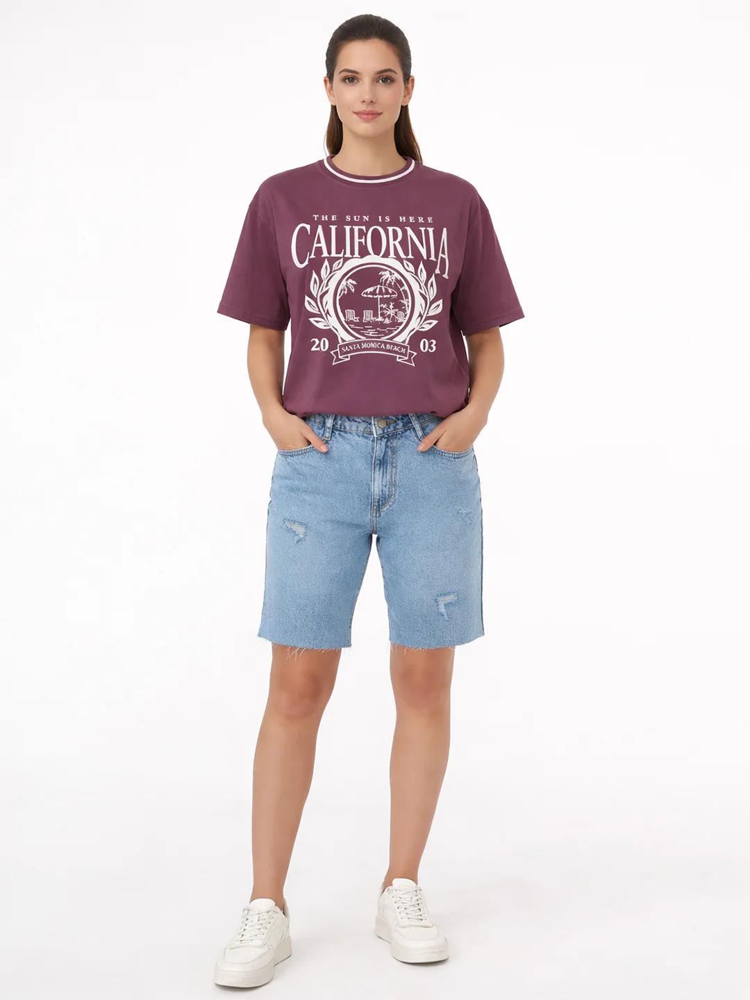 Women Mauve Oversized T-Shirt - Image 4