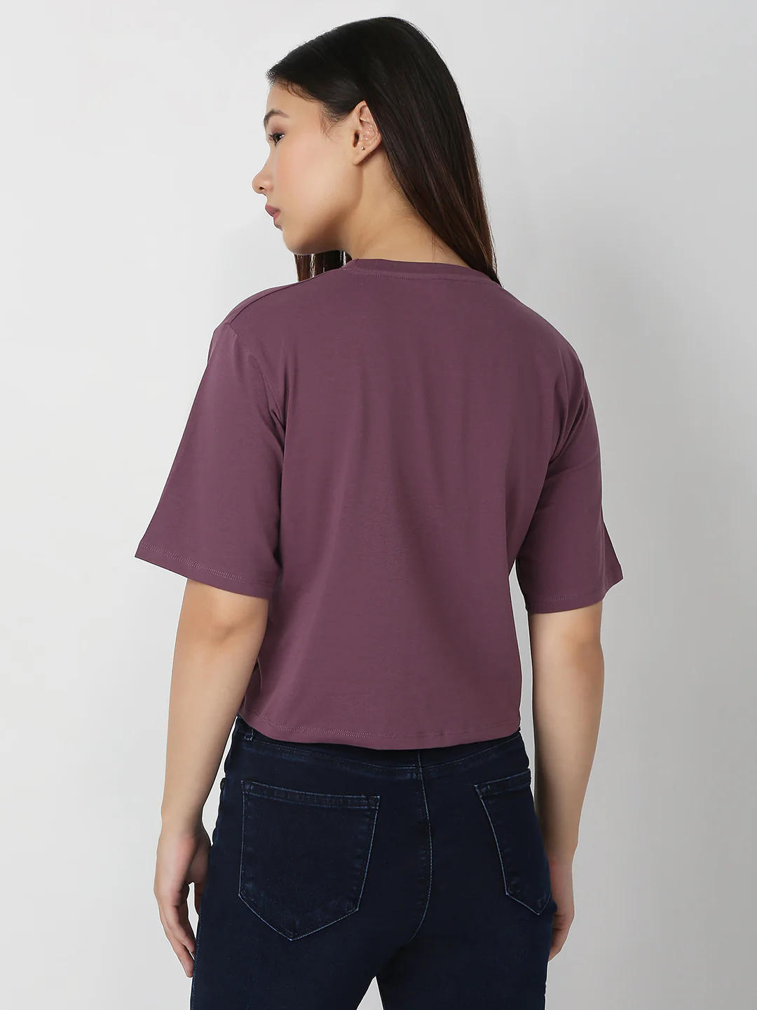 Women Mauve Slim Boxy T-Shirt - Image 3