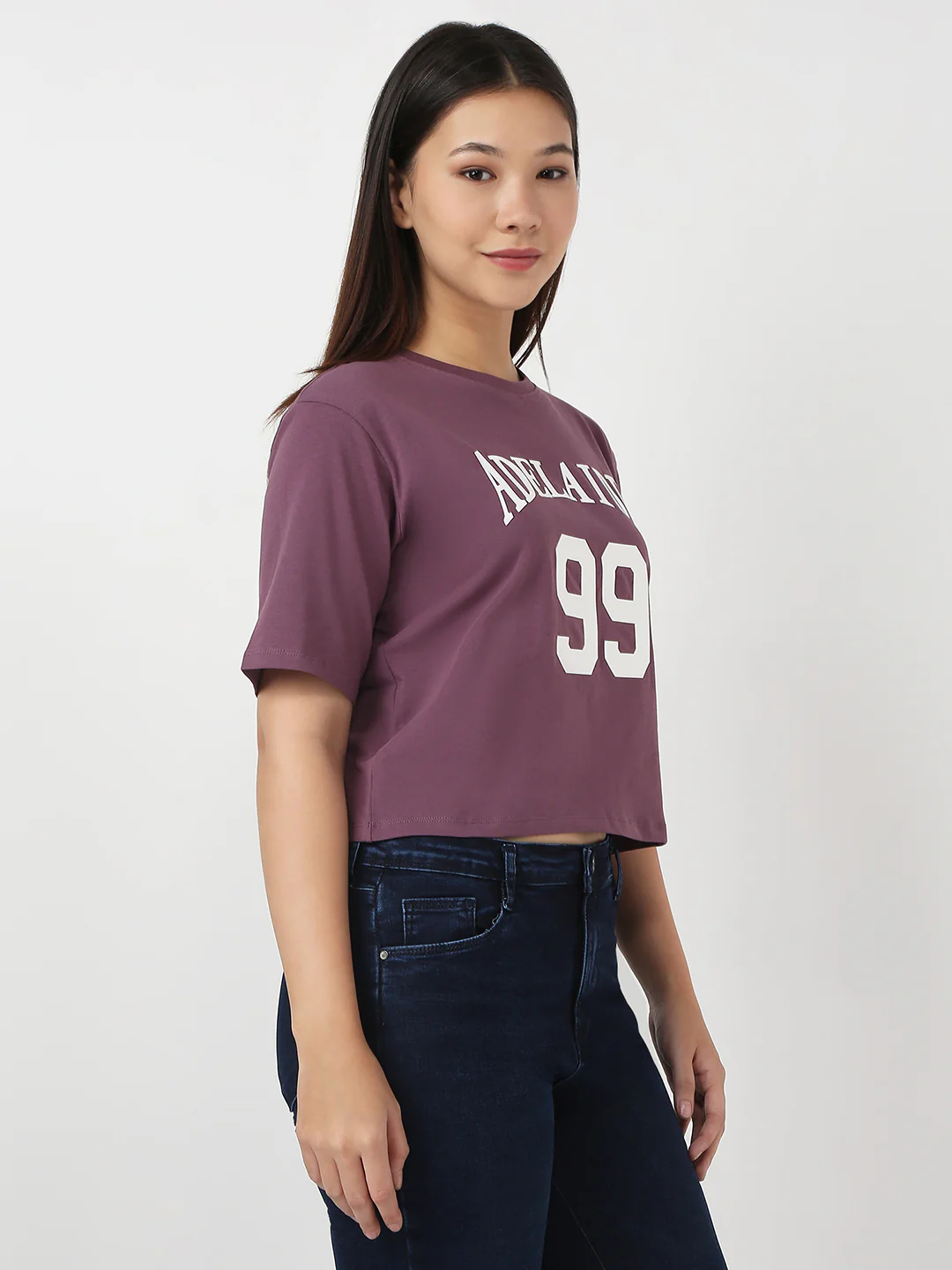 Women Mauve Slim Boxy T-Shirt - Image 5