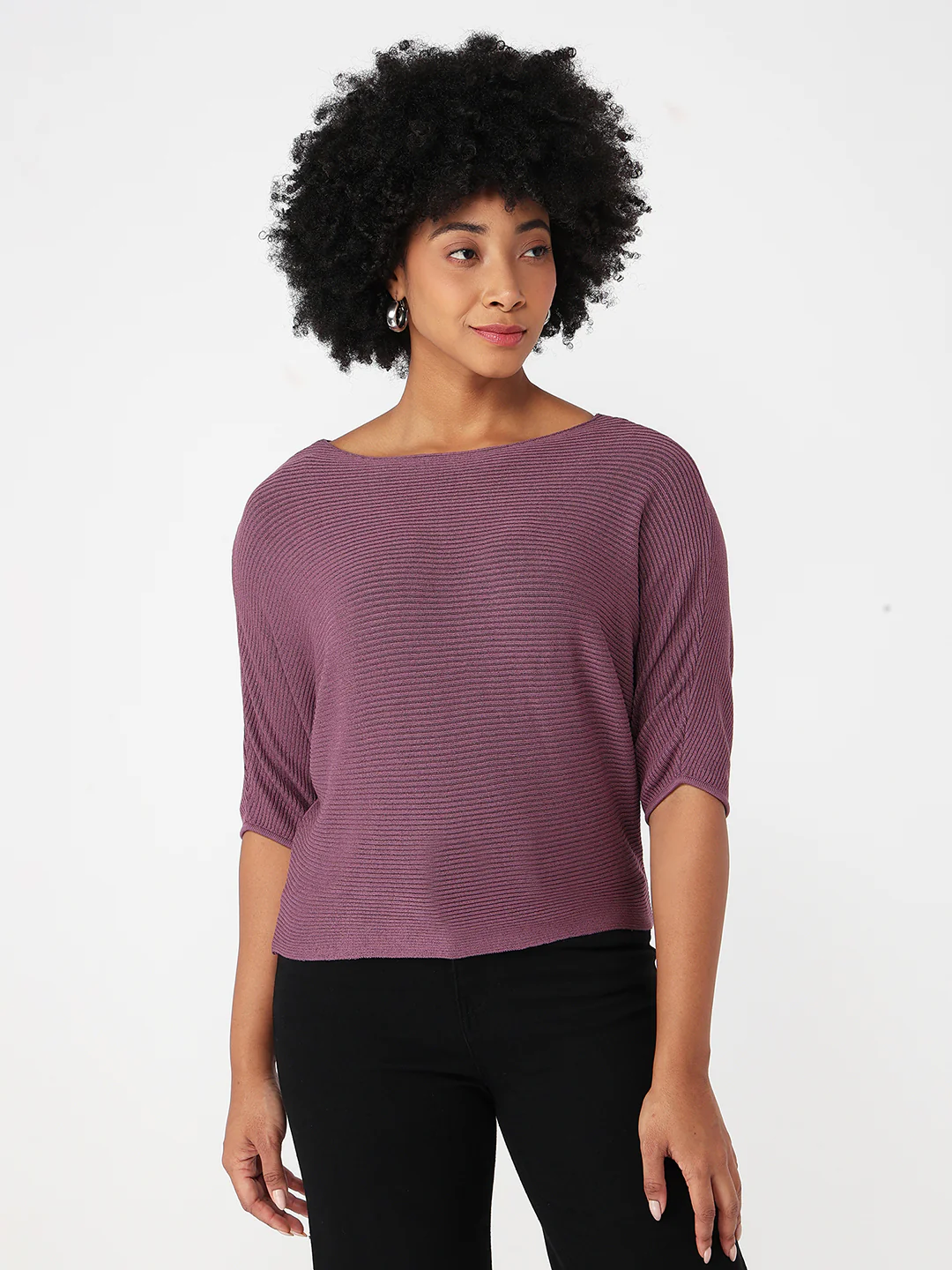 Women Mauve Slim Fit Batsleeve - Image 5