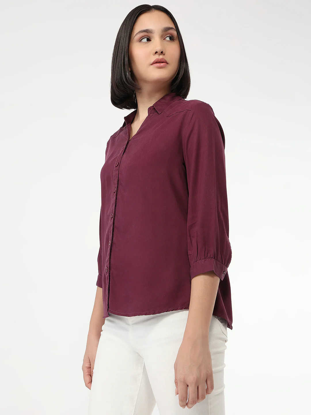 Women Mauve Slim Fit Shirt - Image 4