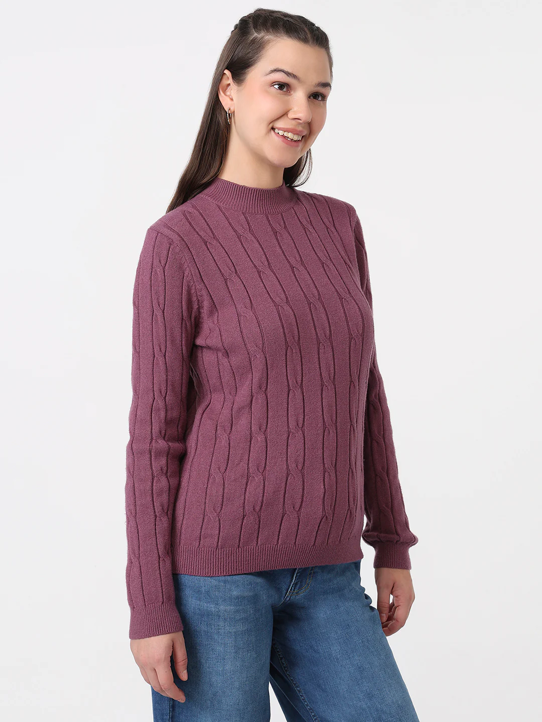 Women Mauve Slim Fit Sweater - Image 5
