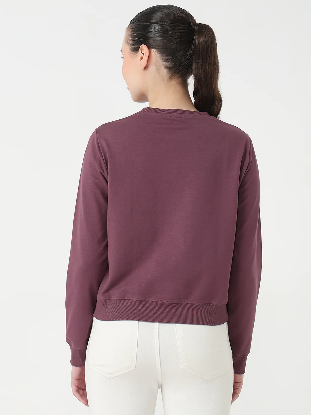 Women Mauve Slim Fit Sweatshirt - Image 3