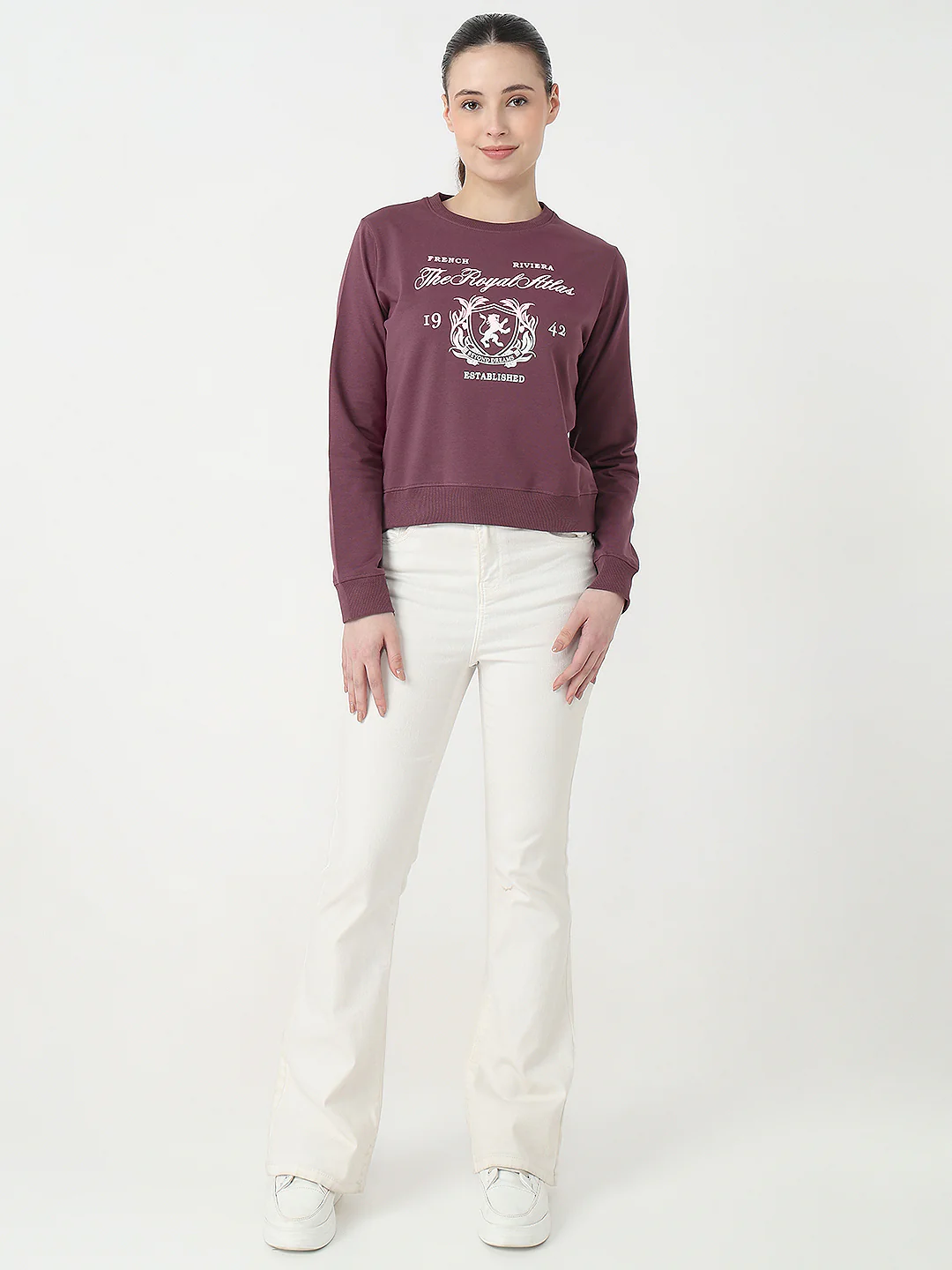 Women Mauve Slim Fit Sweatshirt - Image 4