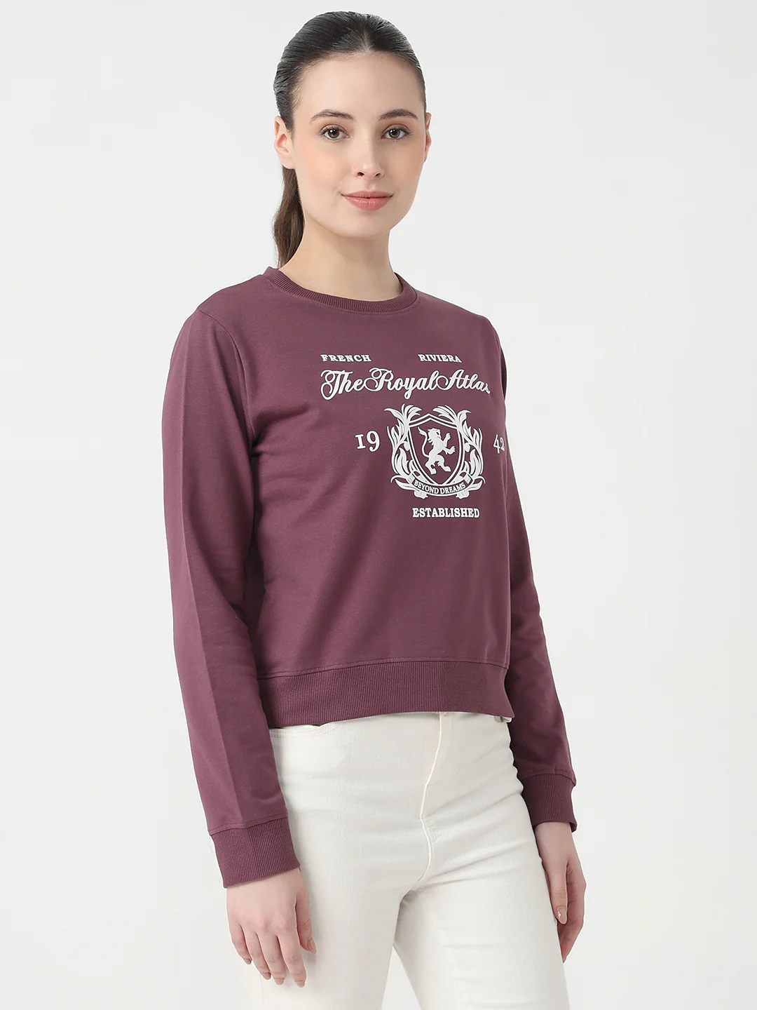 Women Mauve Slim Fit Sweatshirt - Image 5