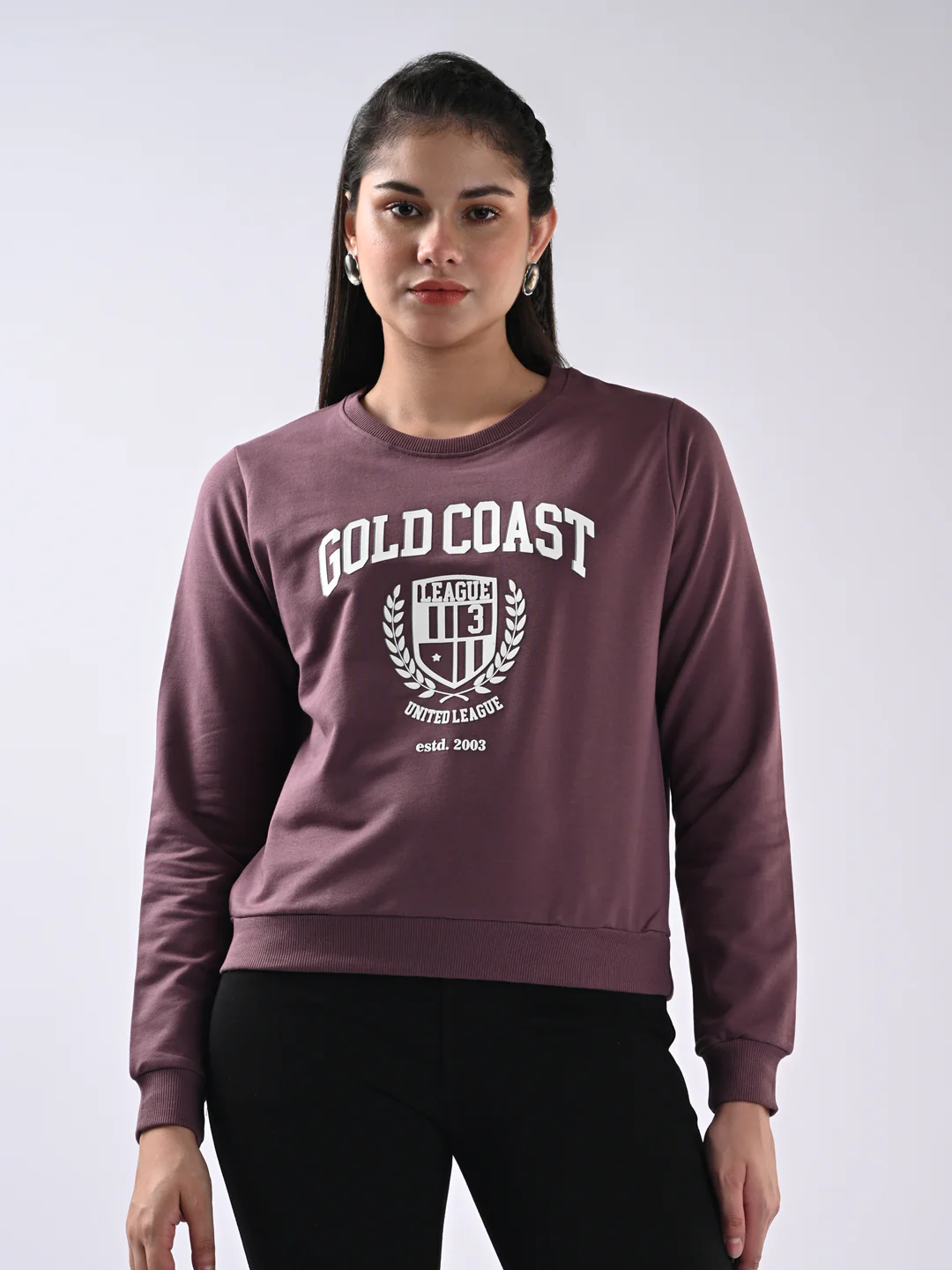 Women Mauve Slim Fit Sweatshirt - Image 2