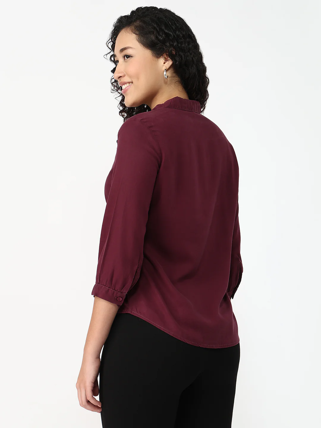 Women Mauve Slim Shirt - Image 3