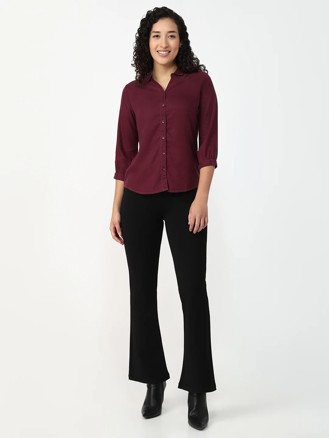 Women Mauve Slim Shirt - Image 4