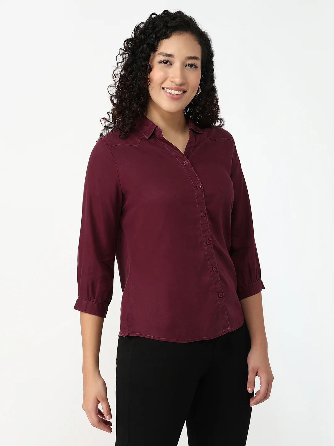 Women Mauve Slim Shirt - Image 5