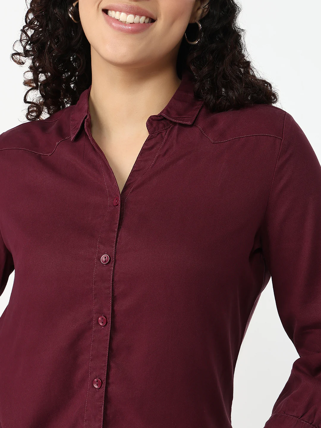 Women Mauve Slim Shirt - Image 6