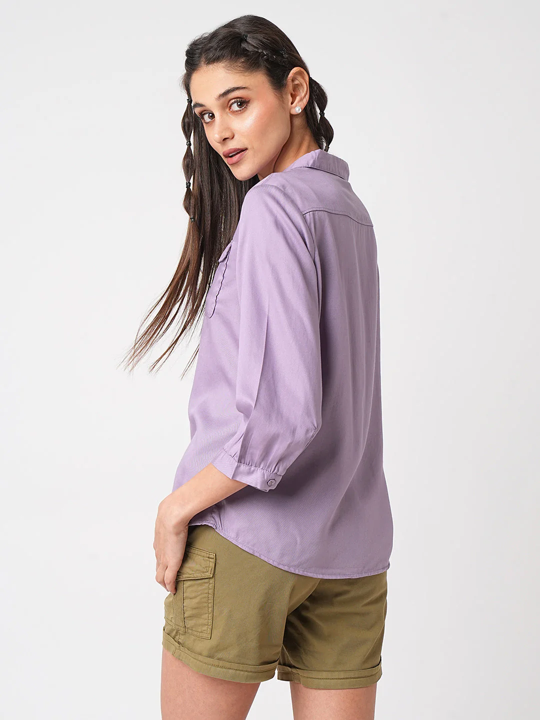 Women Mauve Solid Shirt - Image 3