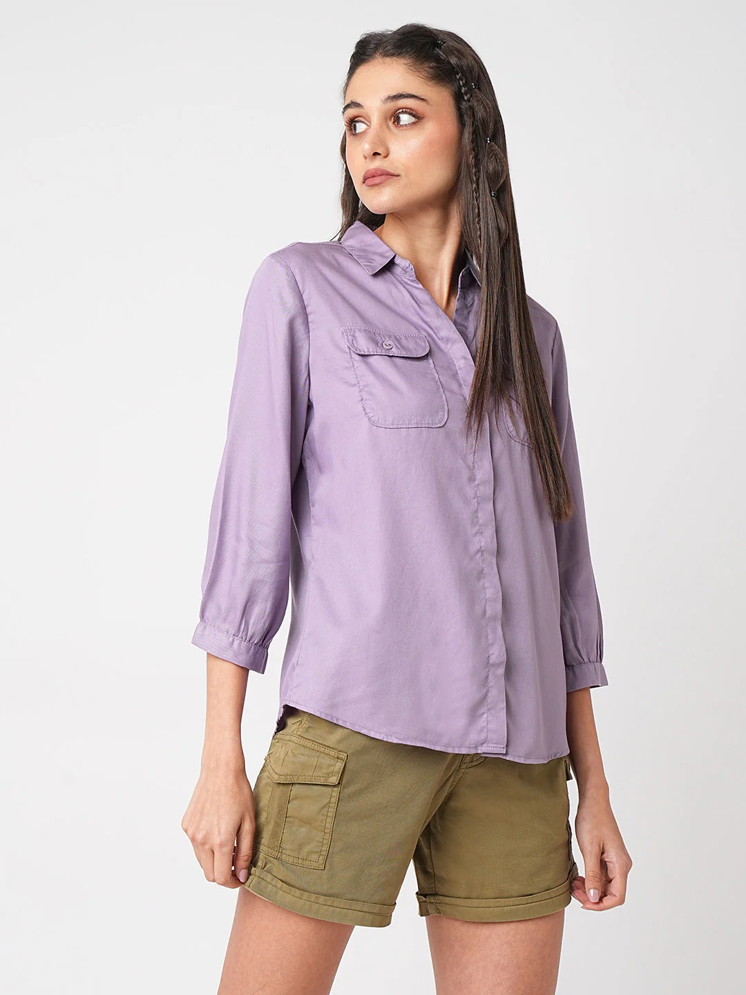 Women Mauve Solid Shirt - Image 5