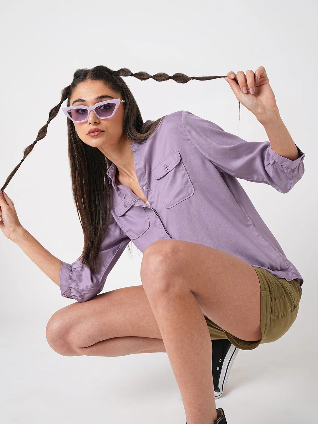 Women Mauve Solid Shirt - Image 4