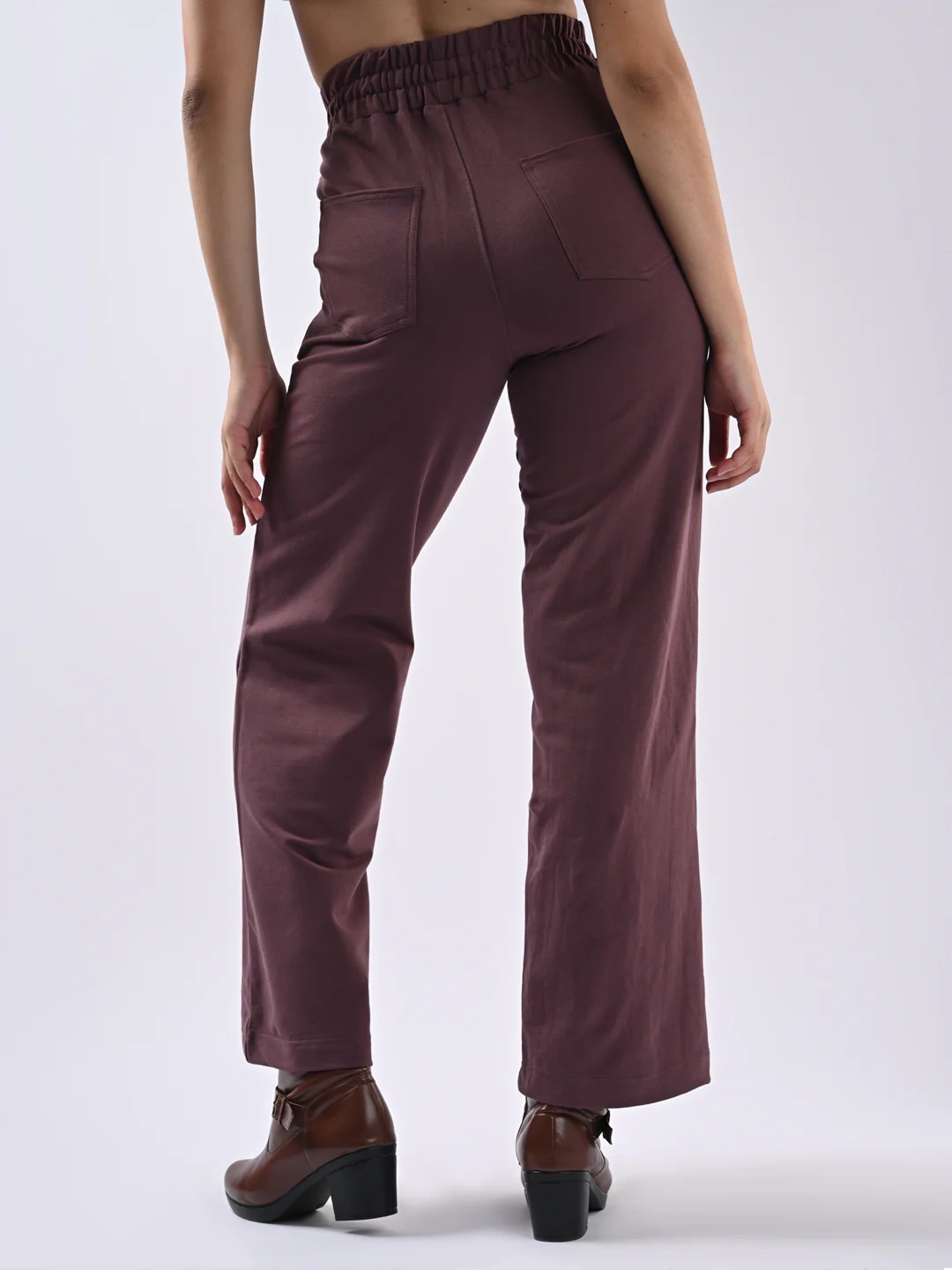 Women Mauve Wide Leg Joggers - Image 3