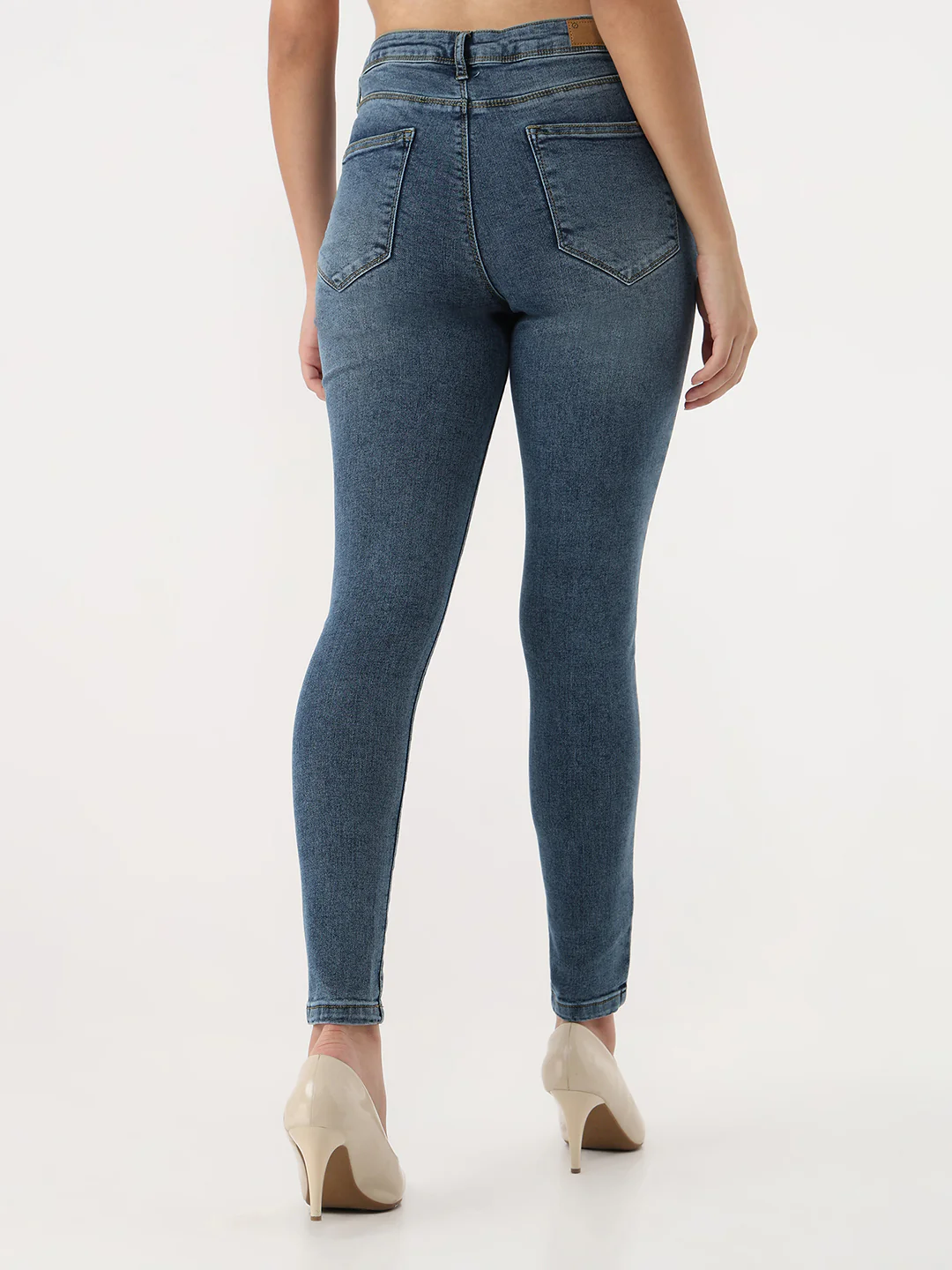Women Medium Blue High-Rise Skinny Jeans - Image 3