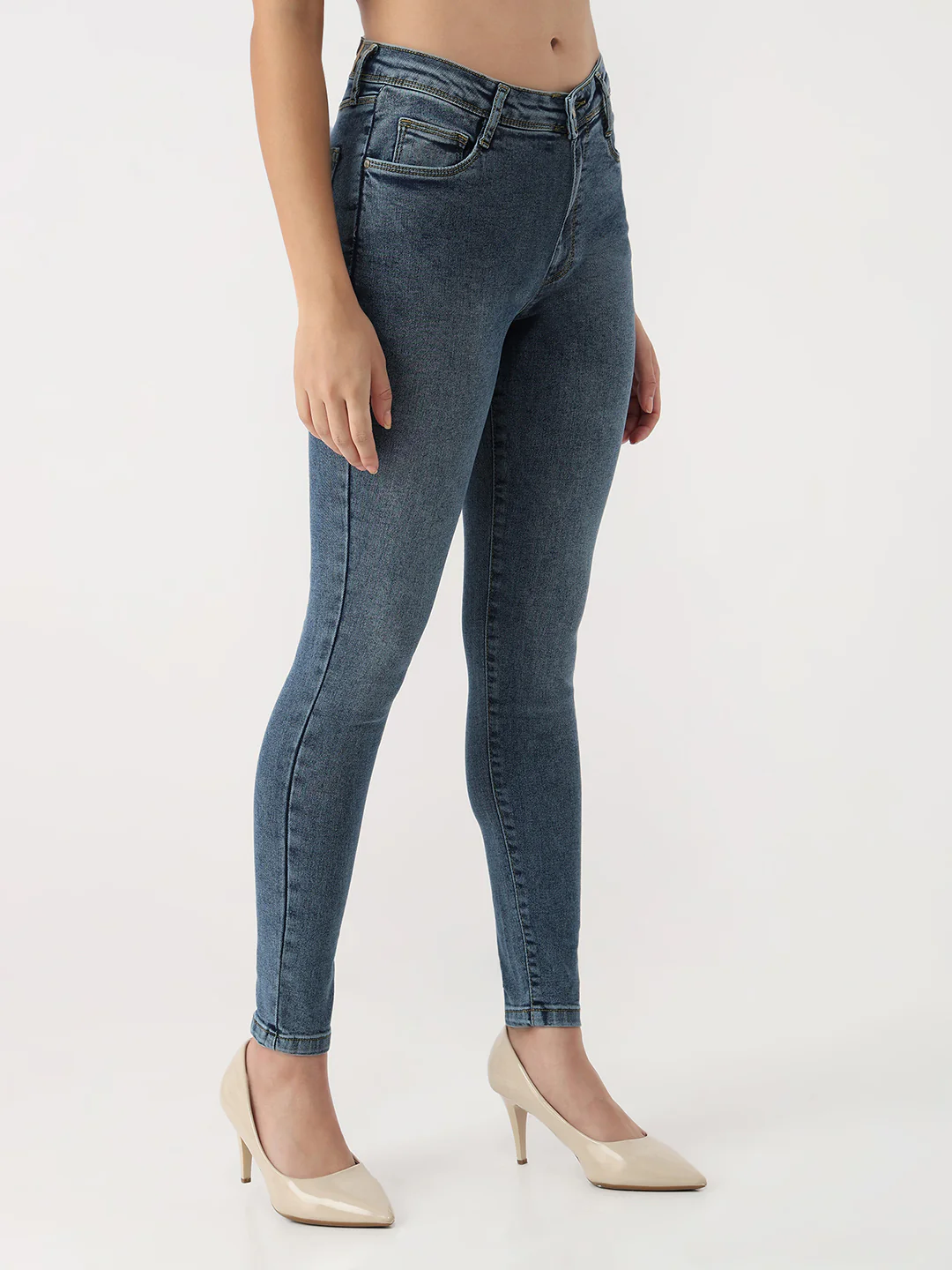 Women Medium Blue High-Rise Skinny Jeans - Image 5